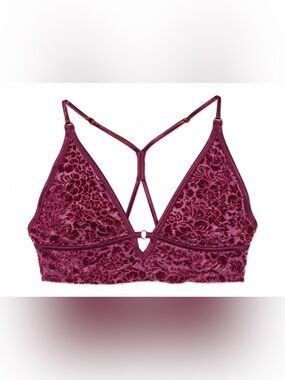 PINK Victoria’s Secret Velvet Burnout Bralette Plum Coquette Y2K Lace Cami Top M